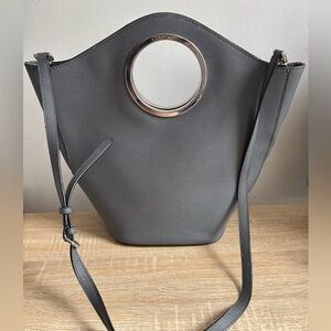 Calvin Klein Lexi Saffiano Leather Tote – Dark Gray (Like New)